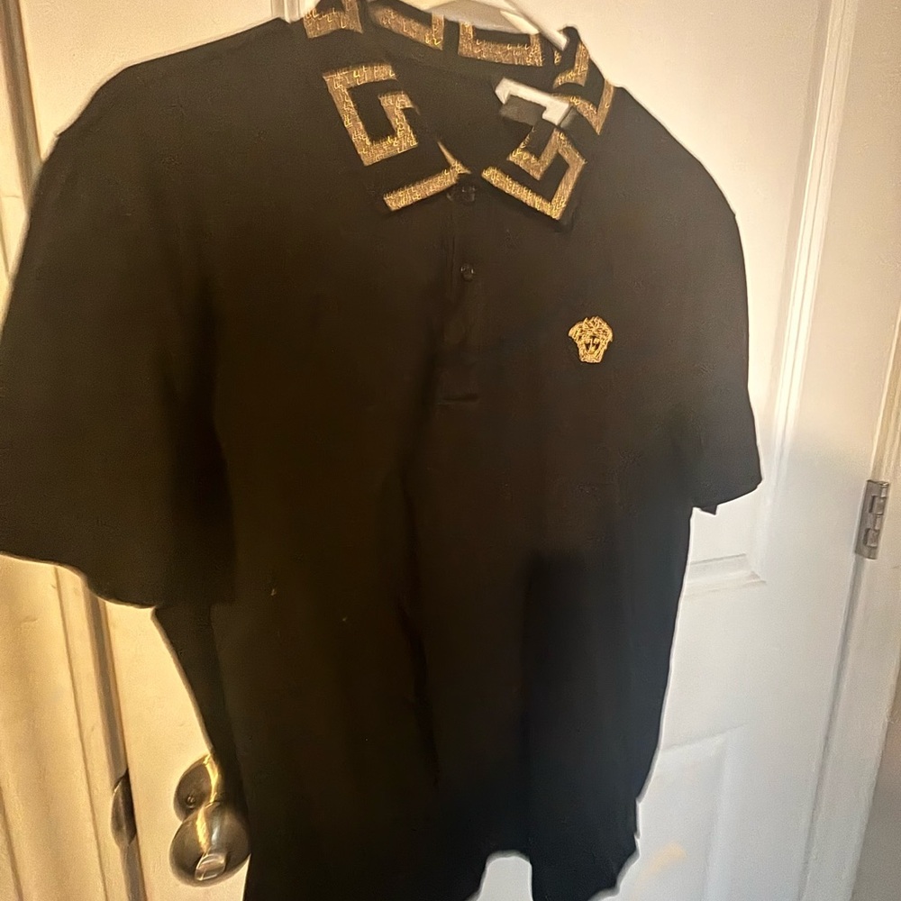 Versace Black Polo with Gold Accents